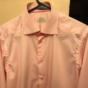 Eton dress shirt- pink and white plaid- size 15